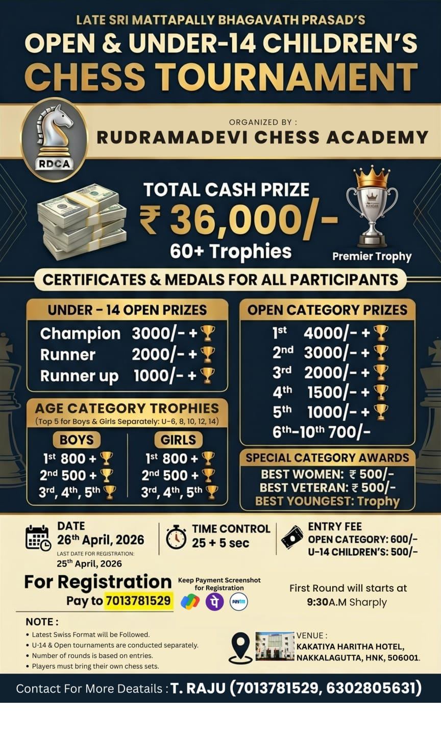 OPEN & UNDER-14 CHILDREN CHESS TOURNAMENT